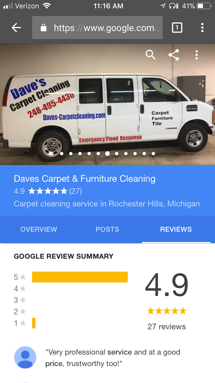 local carpet cleaning company with best reviews near you is daves carpet cleaning in michigan